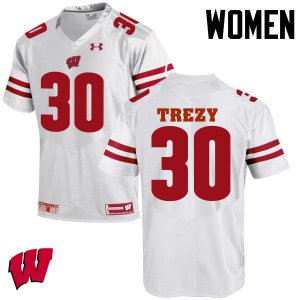 Women's Wisconsin Badgers NCAA #30 Serge Trezy White Authentic Under Armour Stitched College Football Jersey YB31U66XE